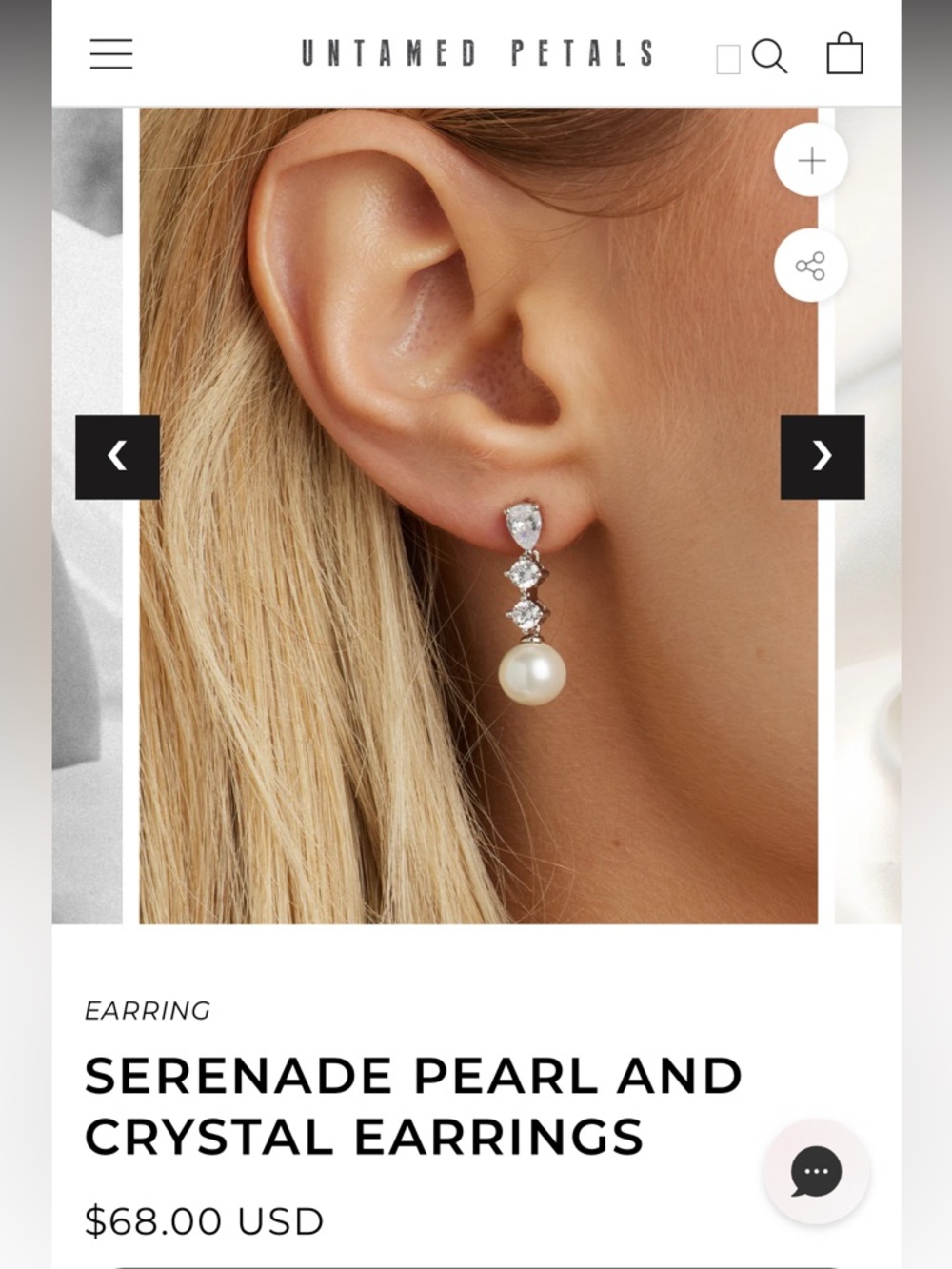 UNTAMED PETALS serenade pearl and crystal earrings